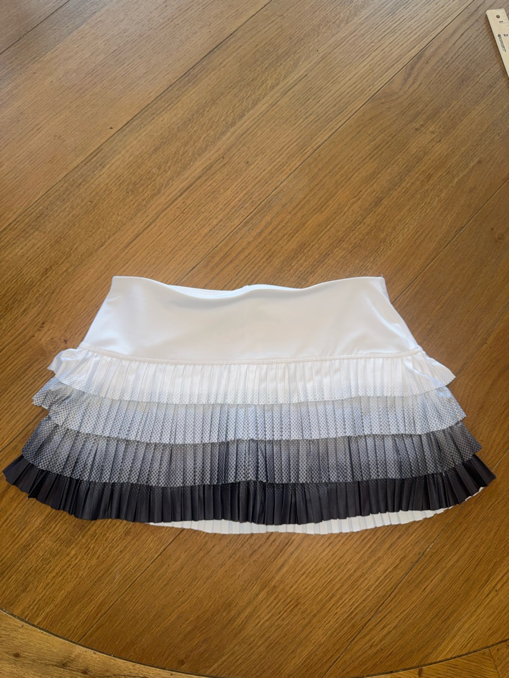Lucky in Love White to Gray Ombre Pleated Ruffle Skirt - Picture 5 of 6